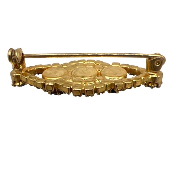 Vtg 10K Gold 6.56g Garnet Glass Brooch '40s Bar Pin Red Rhinestone Unmarked MCM - Picture 5 of 16